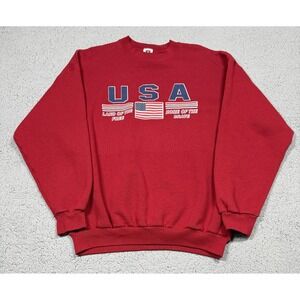 Vintage‎ Franklin Sports USA Sweatshirt Mens XL Red Flag Land Of The Free Fleece